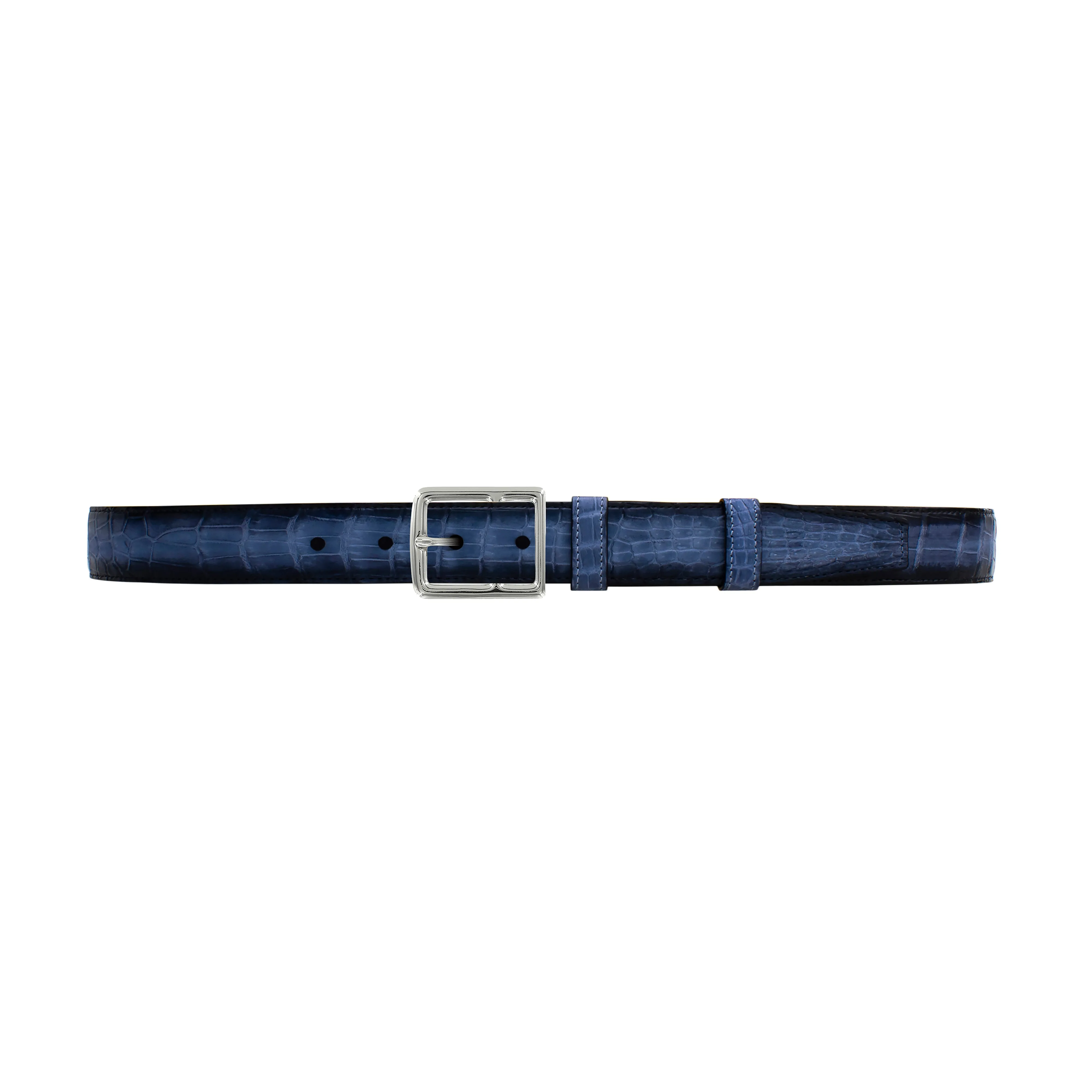 1" Azure Patina Belt with Crawford Casual Buckle in Polished Nickel