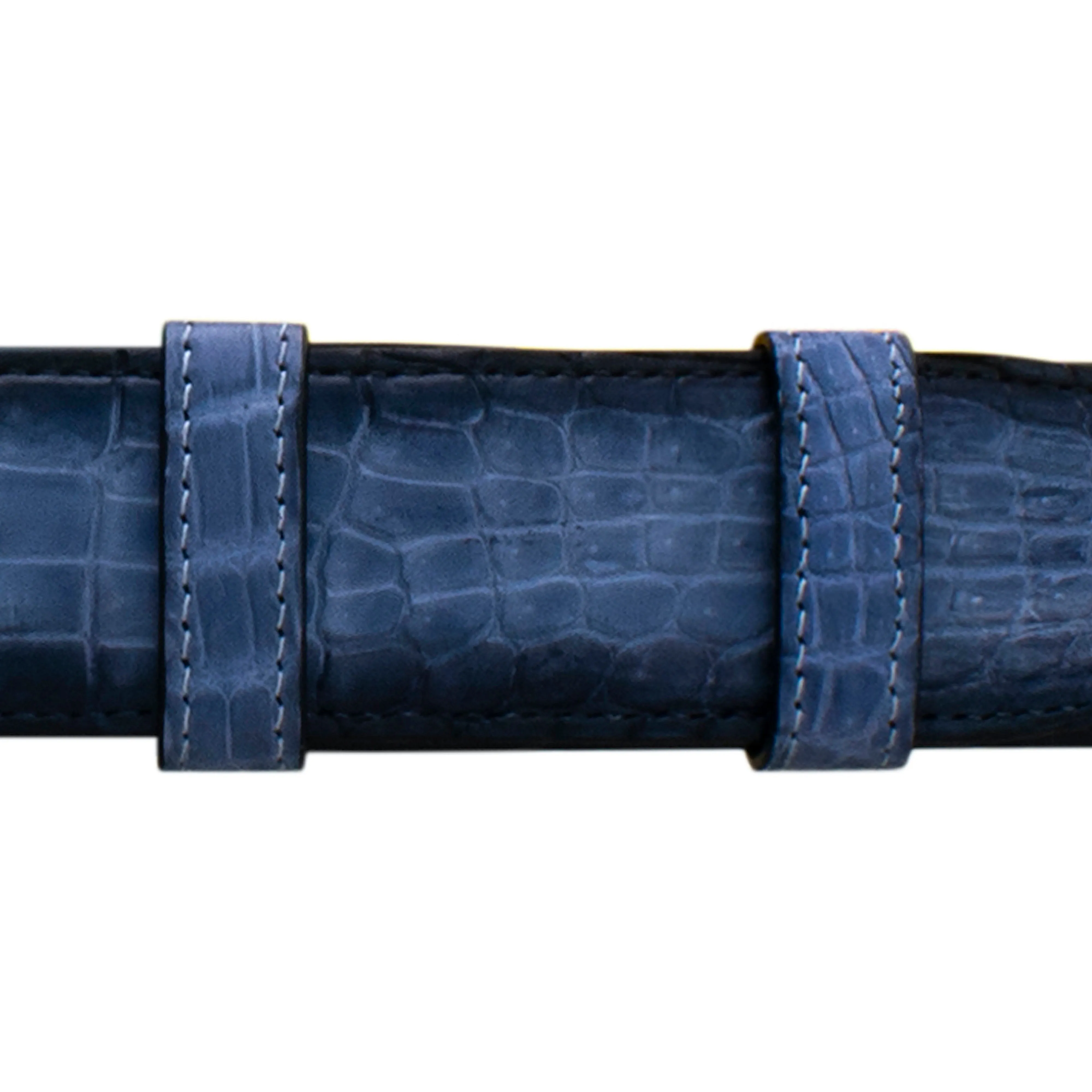 1" Azure Patina Belt with Crawford Casual Buckle in Polished Nickel
