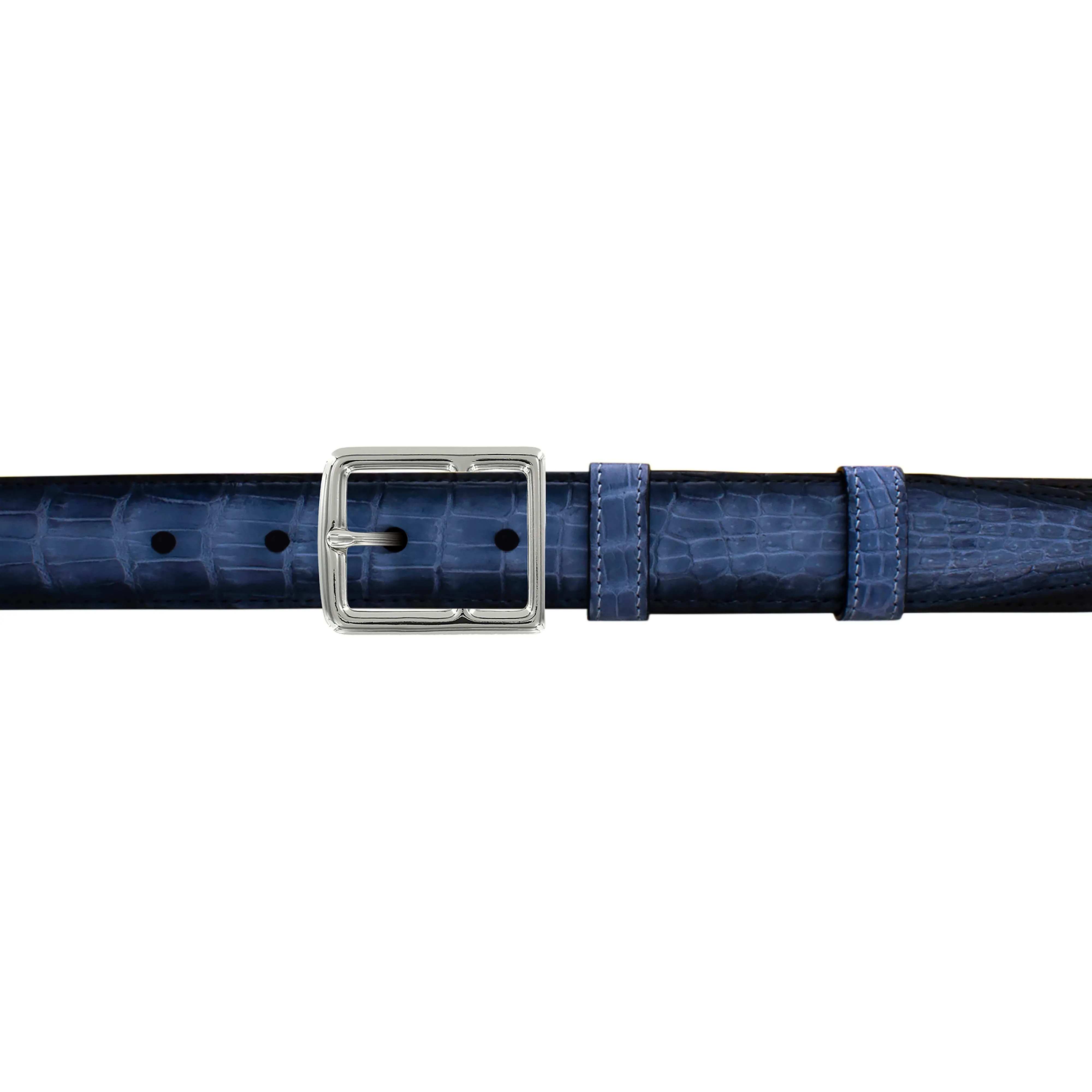 1" Azure Patina Belt with Crawford Casual Buckle in Polished Nickel