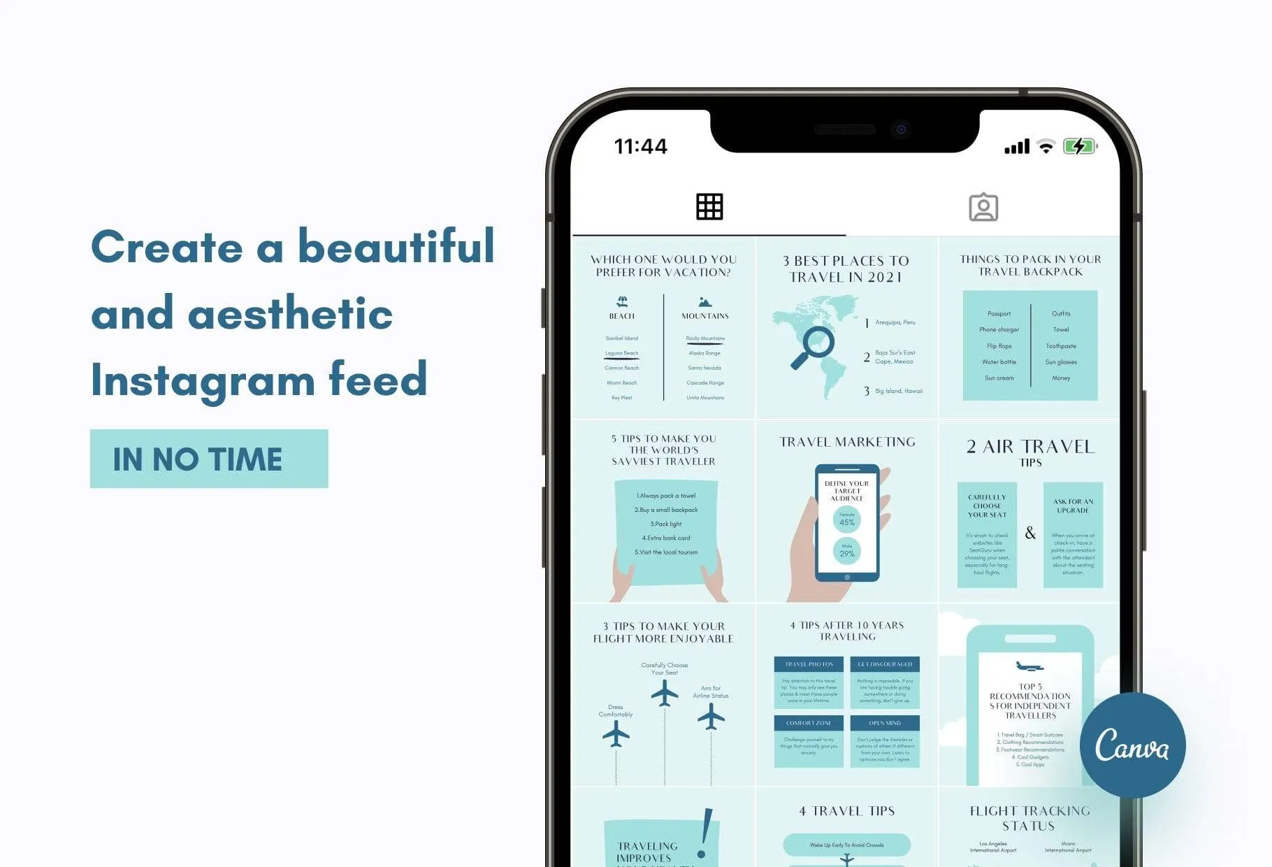 20 Travel Tips and Infographics Instagram Engagement Posts Fully Editable Canva Templates