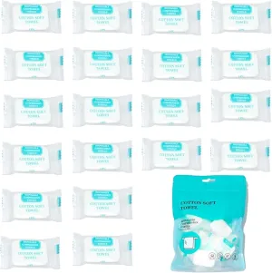 20Pcs Compressed Towel Tablets Disposable Washcloths for Travel Portable Reusable Coin Bath Towels for Hotel Camping Hiking Sports Beauty Salon(9.4" x 11.8")