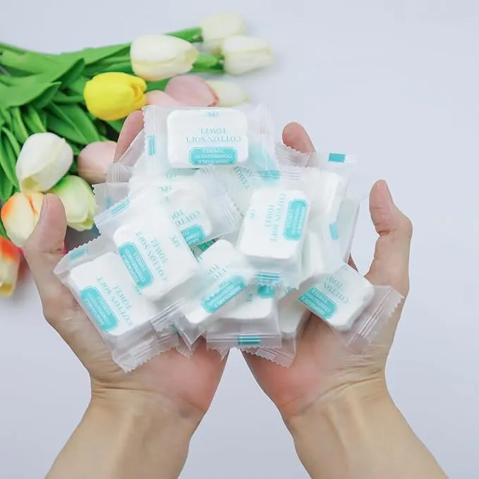 20Pcs Compressed Towel Tablets Disposable Washcloths for Travel Portable Reusable Coin Bath Towels for Hotel Camping Hiking Sports Beauty Salon(9.4" x 11.8")