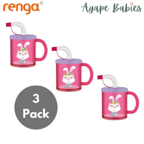 [3-Pack] Renga Rubby Tumbler With Straw 210ML - 3 Variant