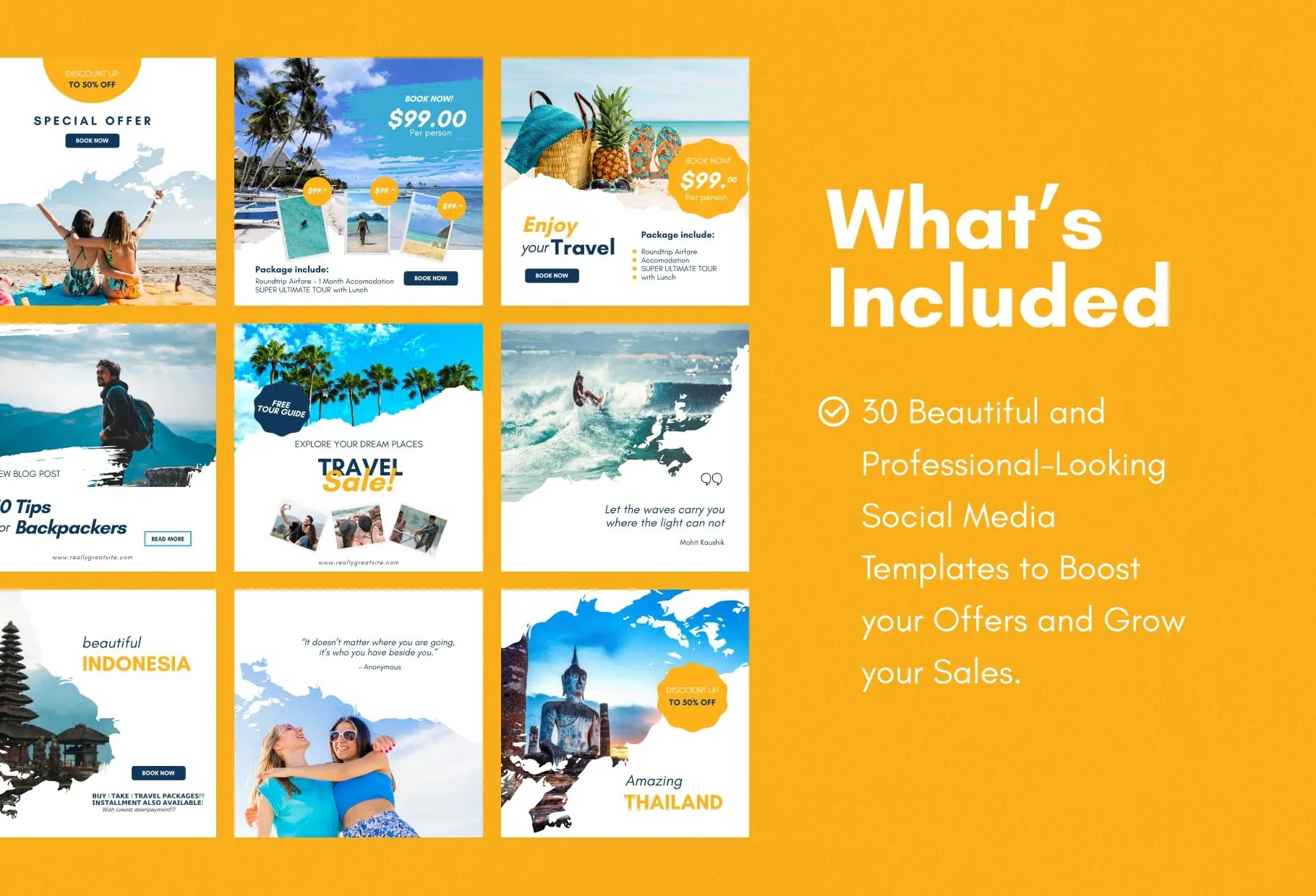 30 Travel Instagram Post Canva Templates V2