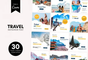 30 Travel Instagram Post Canva Templates V2