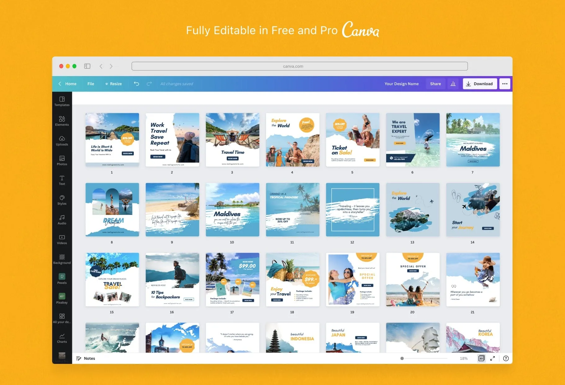 30 Travel Instagram Post Canva Templates V2