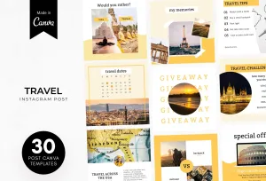 30 Travel Instagram Post Canva Templates V3