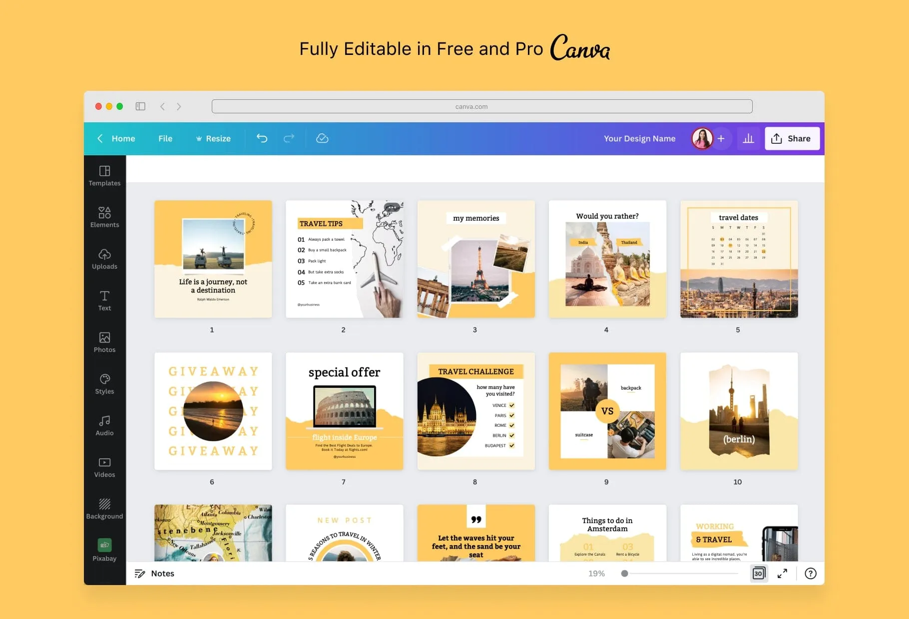 30 Travel Instagram Post Canva Templates V3