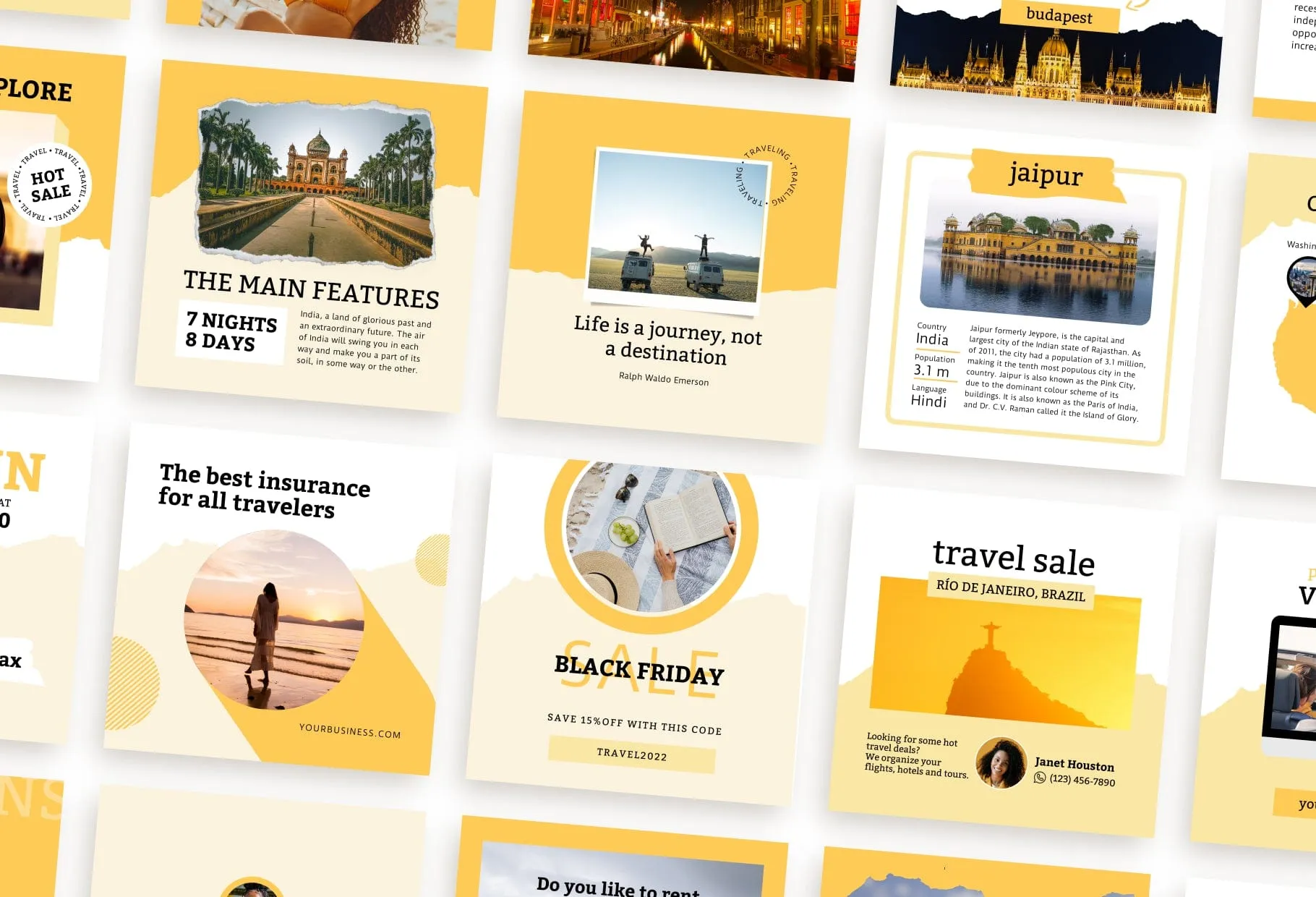 30 Travel Instagram Post Canva Templates V3