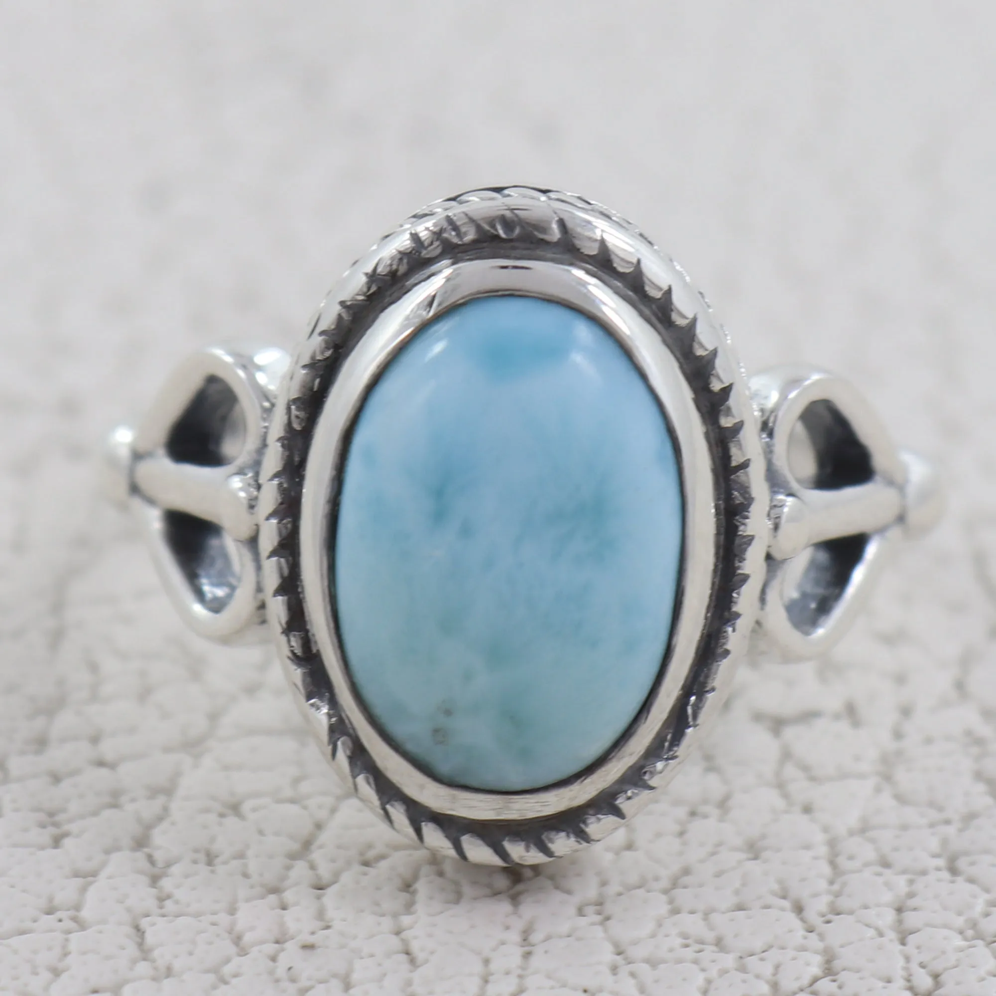 925 Sterling Silver Larimar Designer Ring