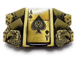 Aces Dice Eagles Lighter Belt Buckle Lighter Holder WITH Ace of Spades LIGHTER