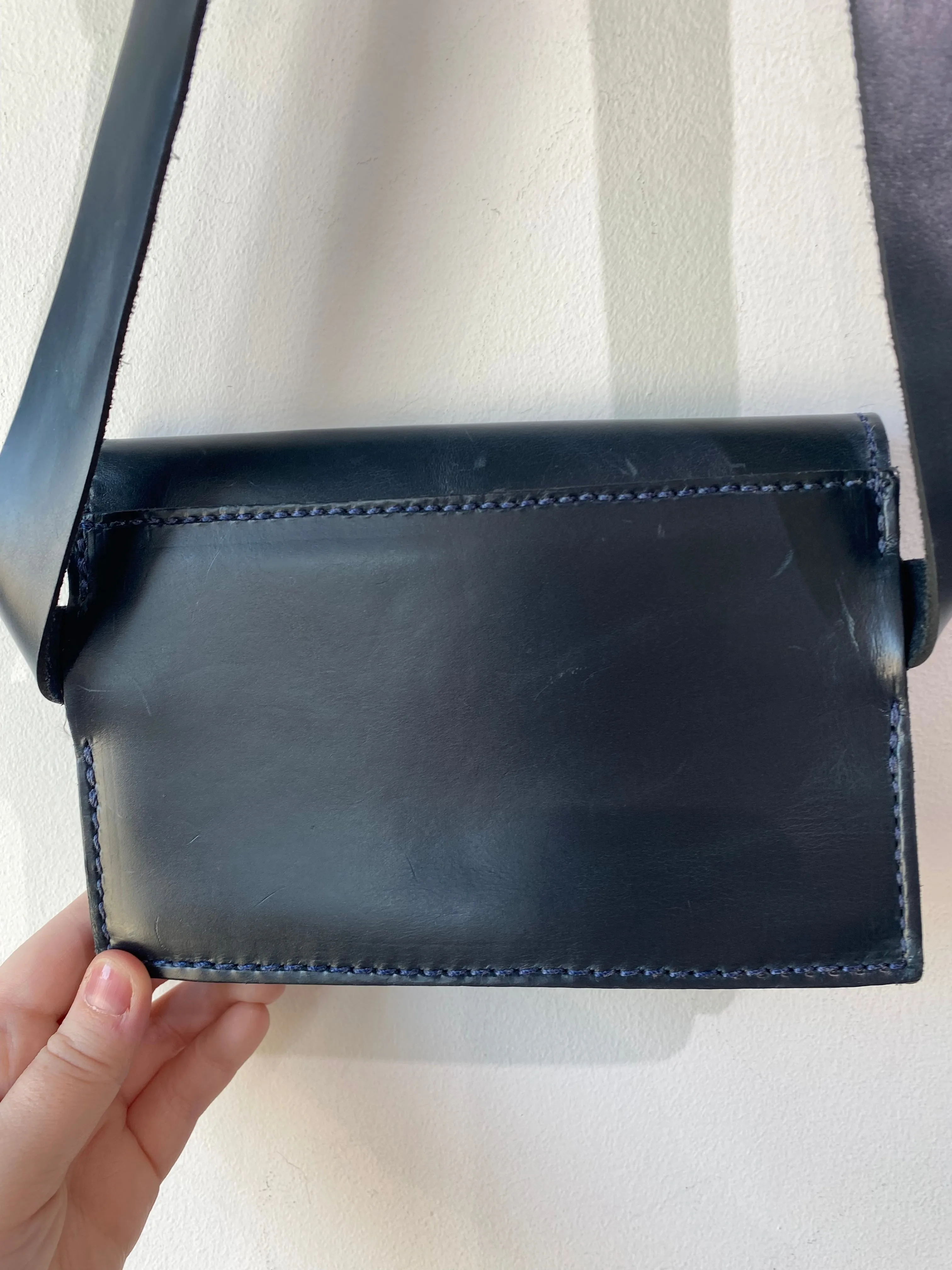 Agnes Baddoo Navy Leather Belt Bag