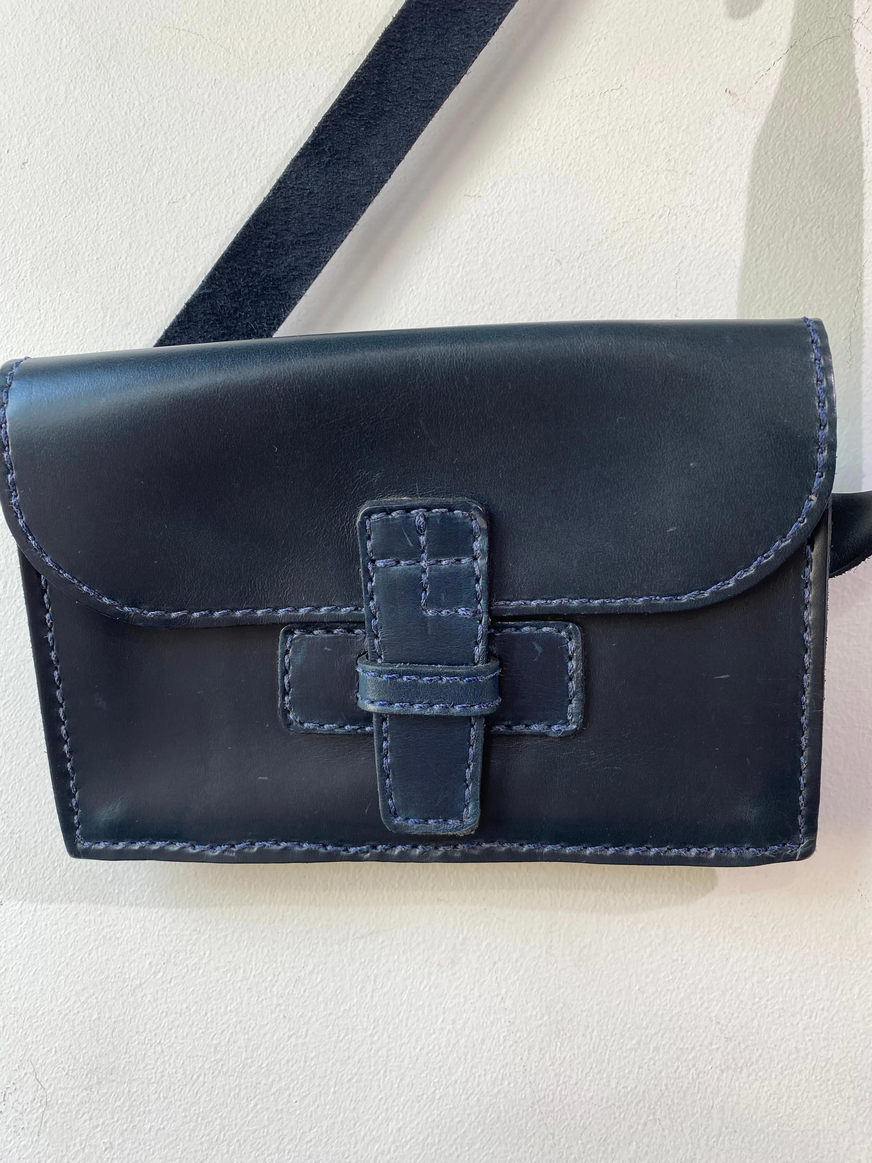 Agnes Baddoo Navy Leather Belt Bag