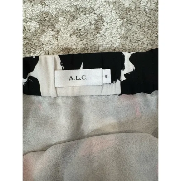 A.L.C. Nicholson Floral Print Drawstring Silk Skirt Size 6