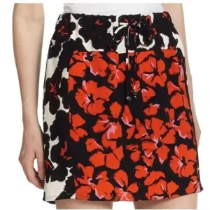 A.L.C. Nicholson Floral Print Drawstring Silk Skirt Size 6