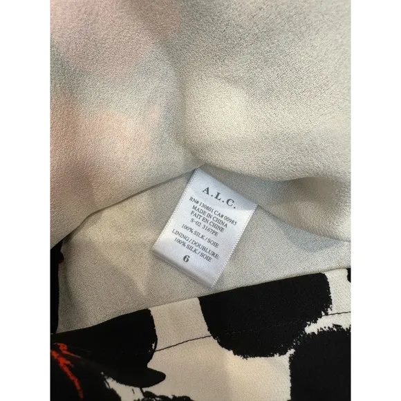 A.L.C. Nicholson Floral Print Drawstring Silk Skirt Size 6