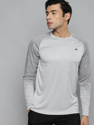 Alcis Men Grey Slim Fit Training or Gym T-shirt