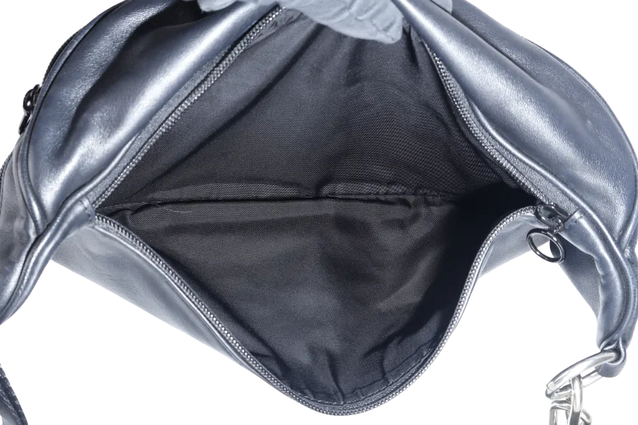 ALEXANDER WANG BLACK LAMBSKIN ATTICA BELT BAG SILVER AND BLACK HARDWARE NO DUST COVER