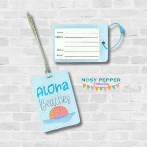 Aloha Beaches luggage tag set SKILL BUILDER BUNDLE machine embroidery design DIGITAL DOWNLOAD
