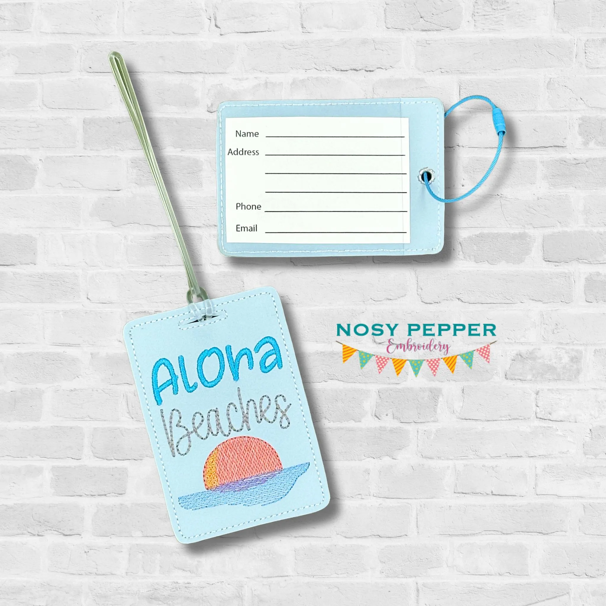 Aloha Beaches luggage tag set SKILL BUILDER BUNDLE machine embroidery design DIGITAL DOWNLOAD
