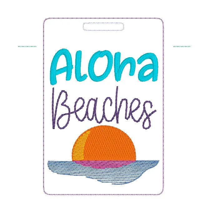 Aloha Beaches luggage tag set SKILL BUILDER BUNDLE machine embroidery design DIGITAL DOWNLOAD