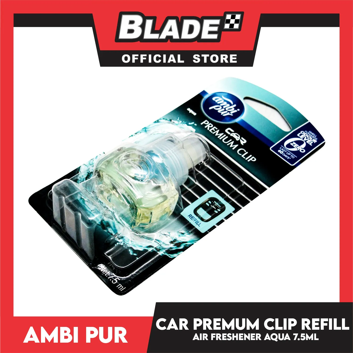 Ambi Pur Car Air Freshener Premium Clip (Aqua) 7.5ml.
