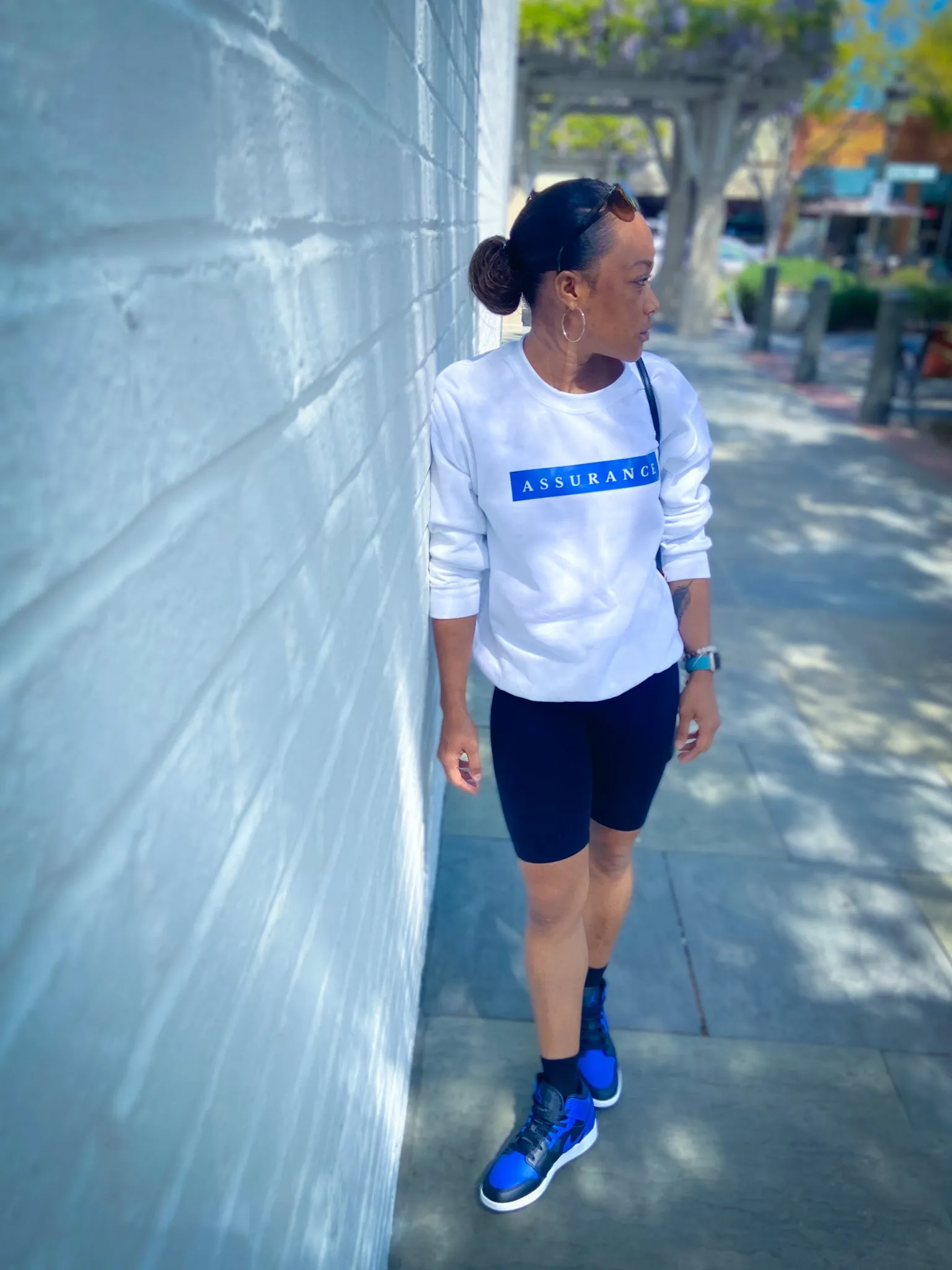 Assurance Crewneck - White/Royal Blue