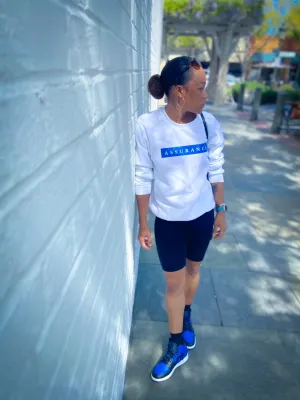 Assurance Crewneck - White/Royal Blue