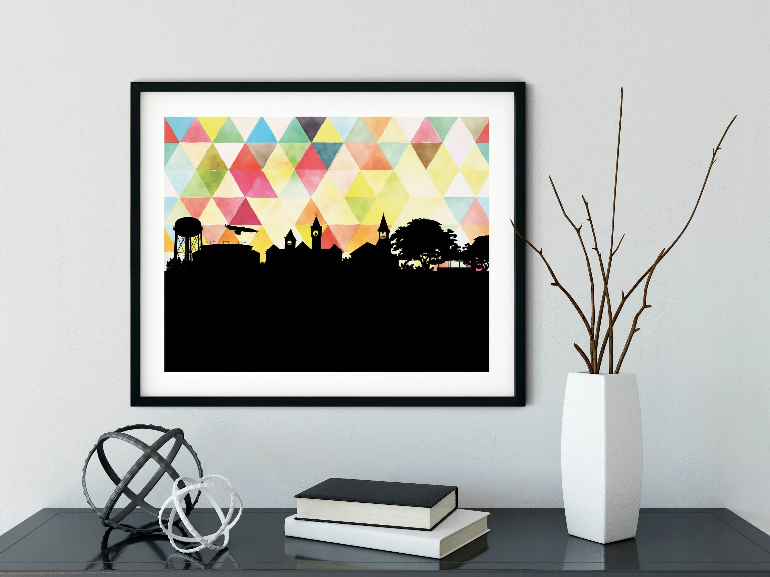Auburn, Alabama wall art, Auburn skyline wall art, framed Auburn wall art, framed art print, Auburn Alabama wall art, gifts for him
