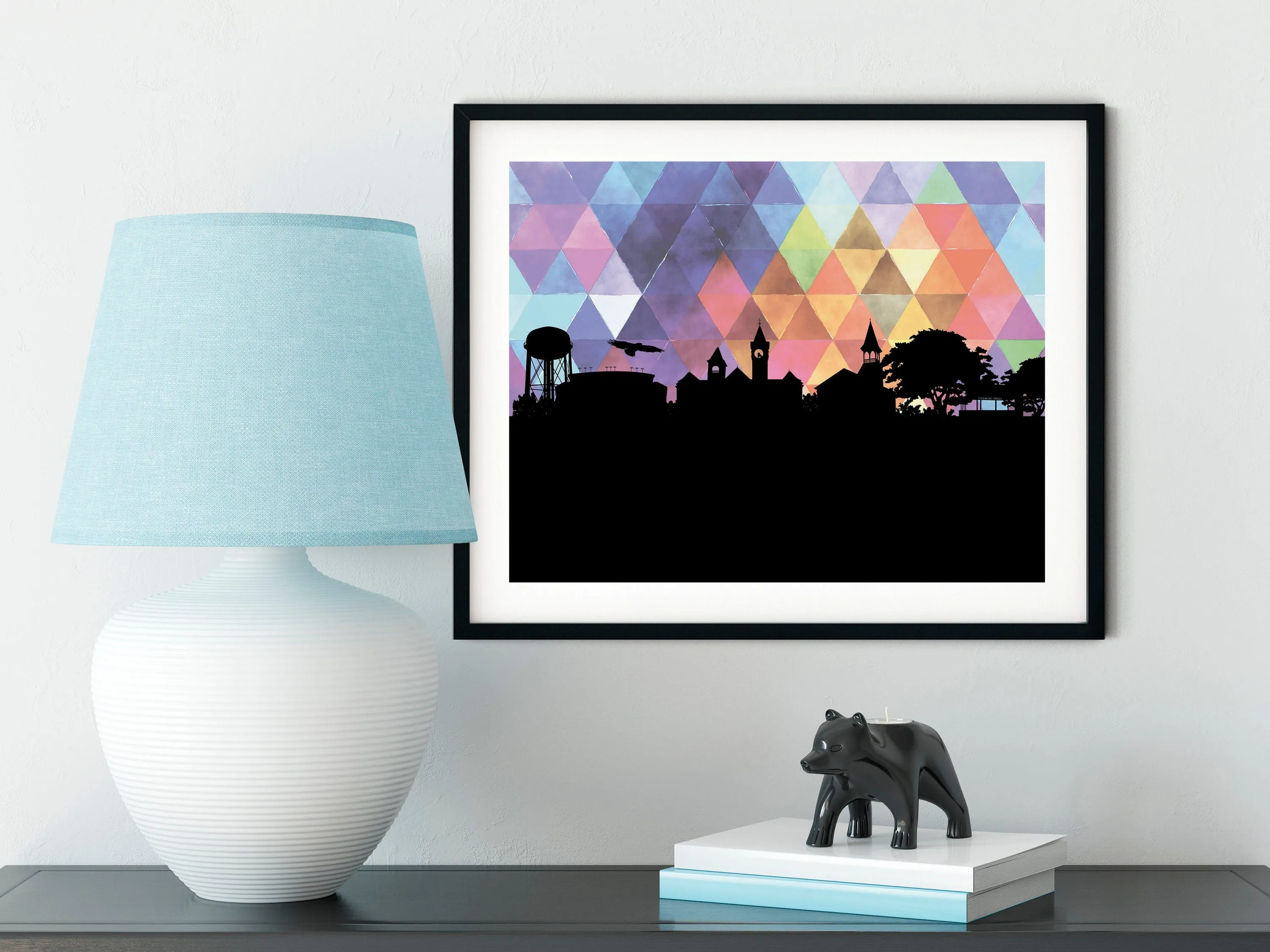 Auburn, Alabama wall art, Auburn skyline wall art, framed Auburn wall art, framed art print, Auburn Alabama wall art, gifts for him