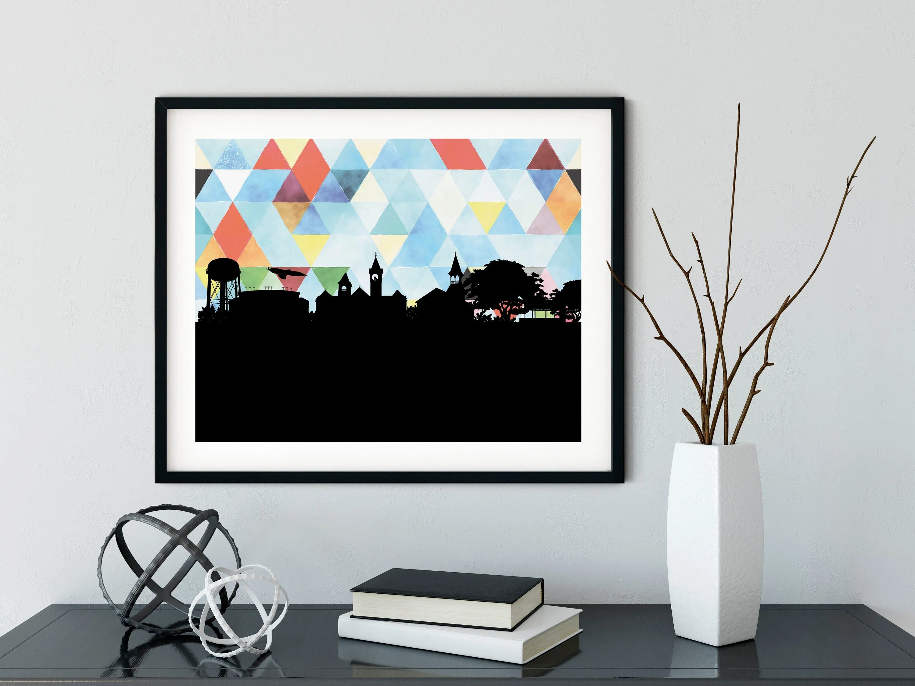 Auburn, Alabama wall art, Auburn skyline wall art, framed Auburn wall art, framed art print, Auburn Alabama wall art, gifts for him
