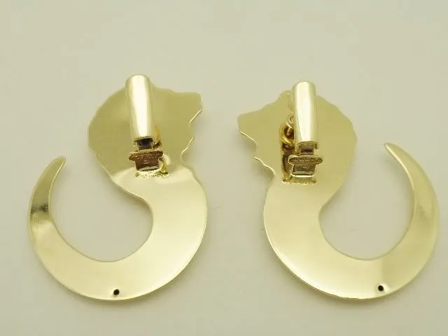 Bassani Designer Lion Earrings 14K Gold Italy