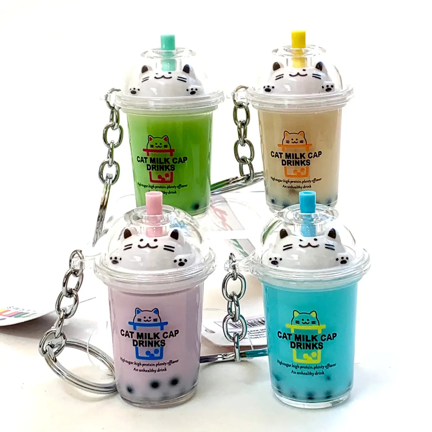 bcmini Cat Boba Tea Charm Keyring