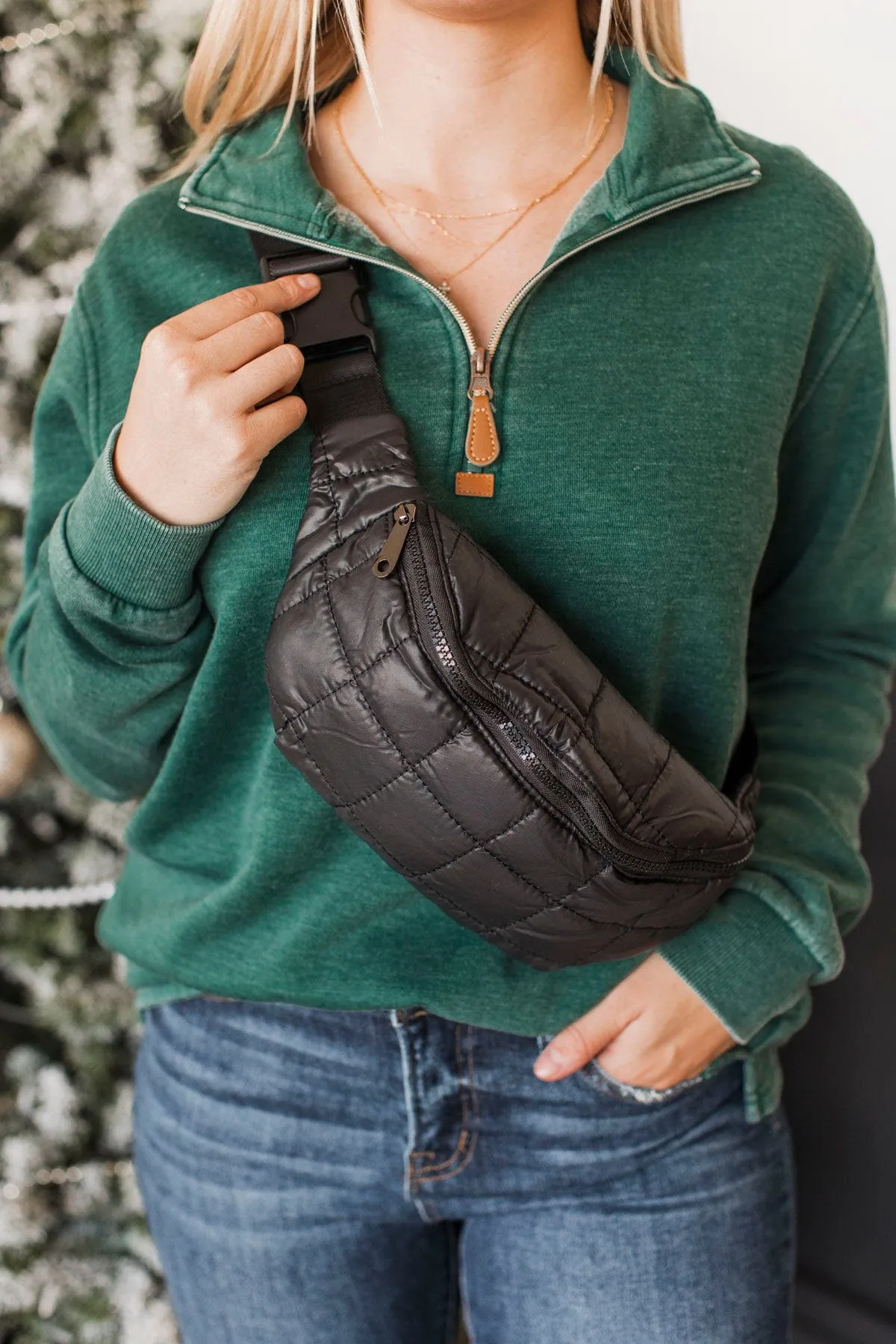 Be Impressive Quilted Belt Bag- Black