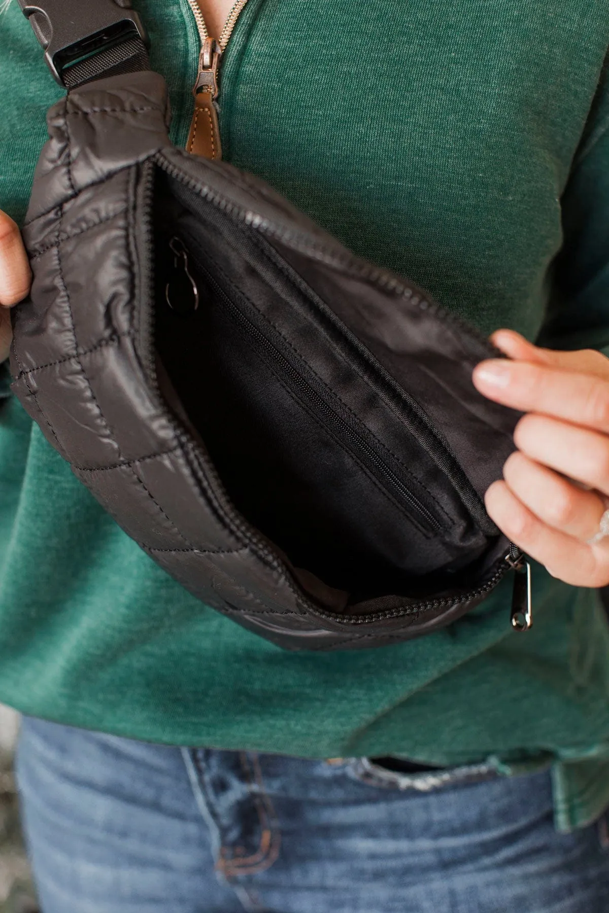 Be Impressive Quilted Belt Bag- Black