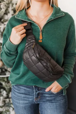 Be Impressive Quilted Belt Bag- Black