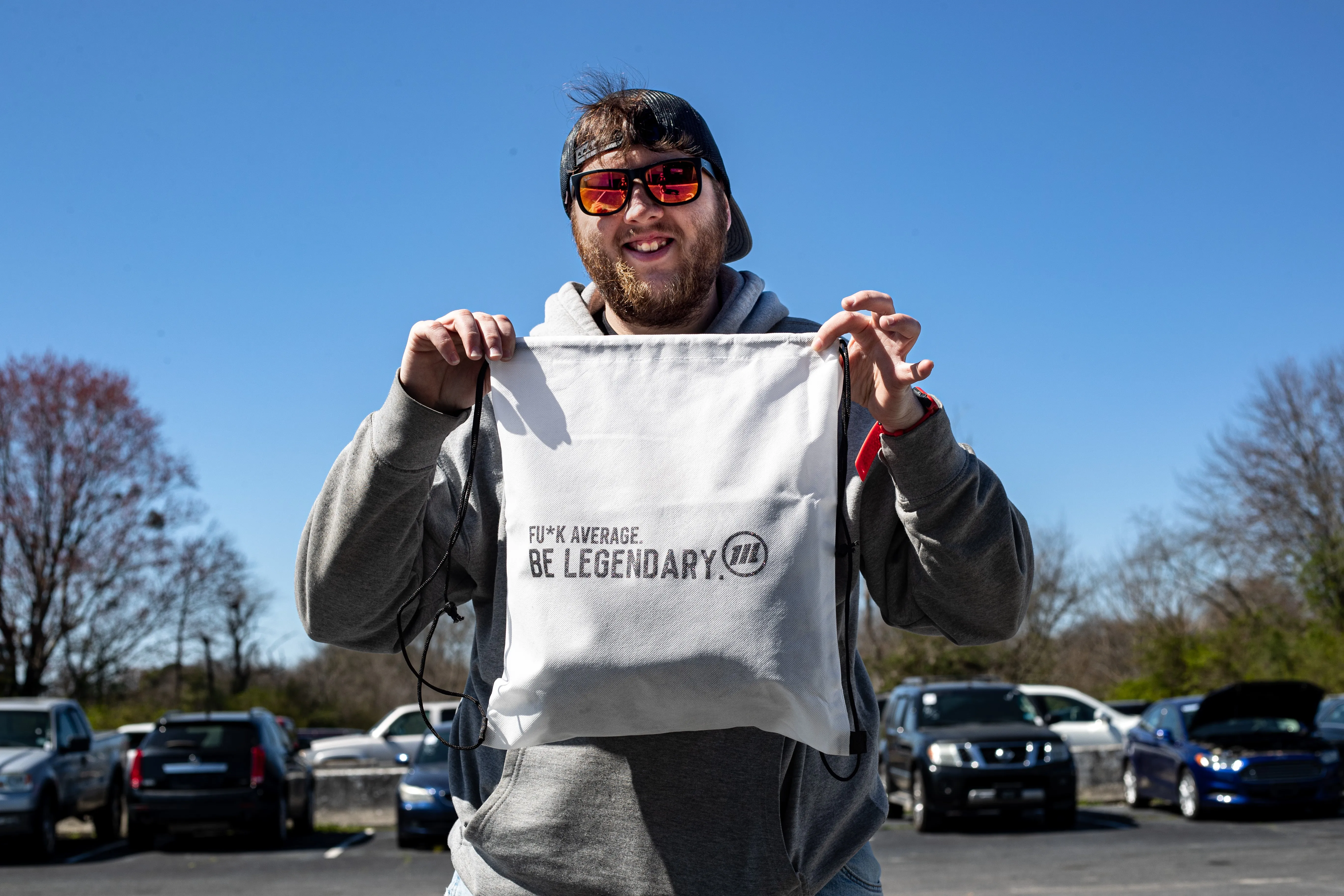 Be Legendary Drawstring Bag- White