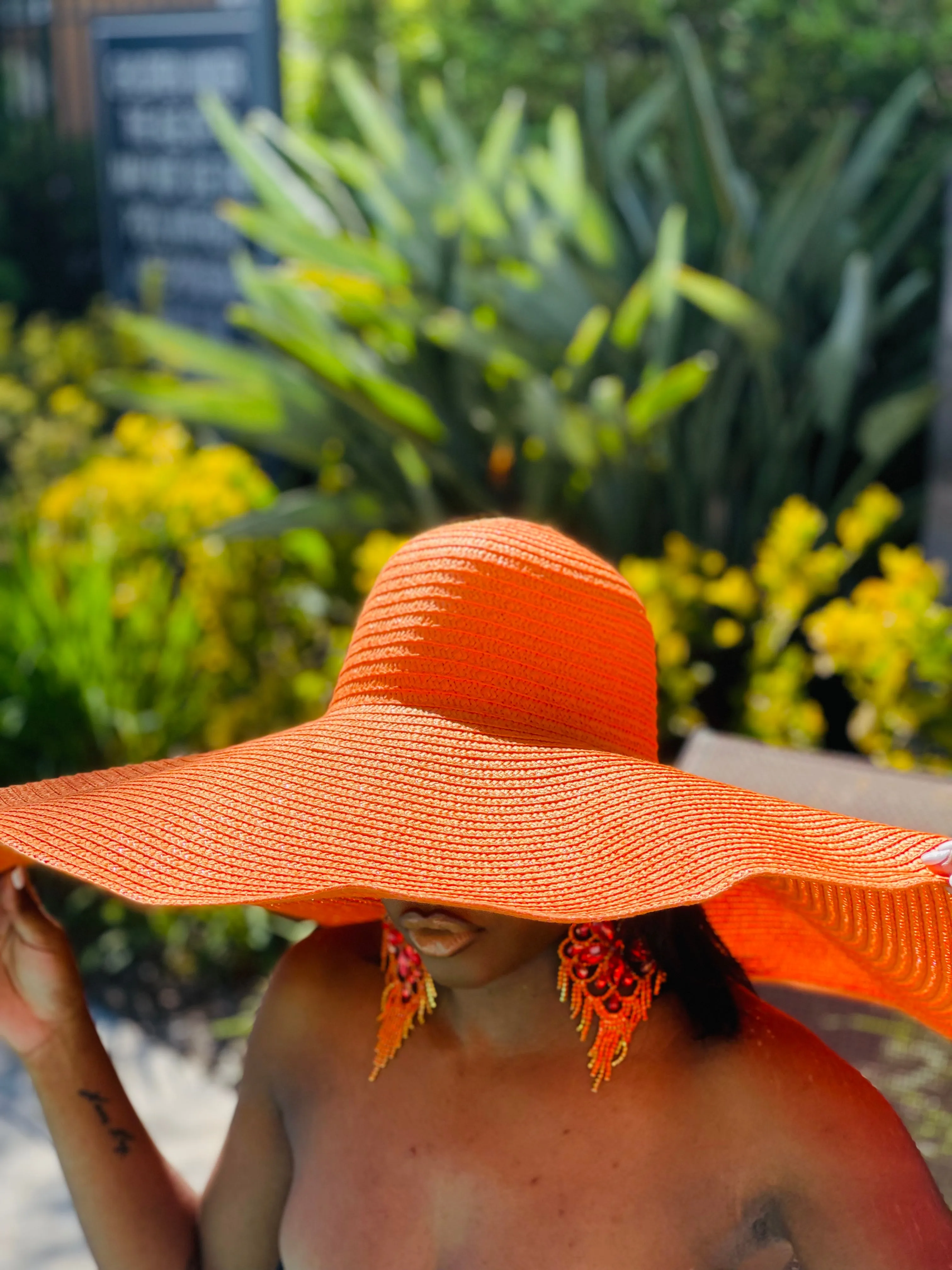 Beach Babe Straw Hat - Tangerine