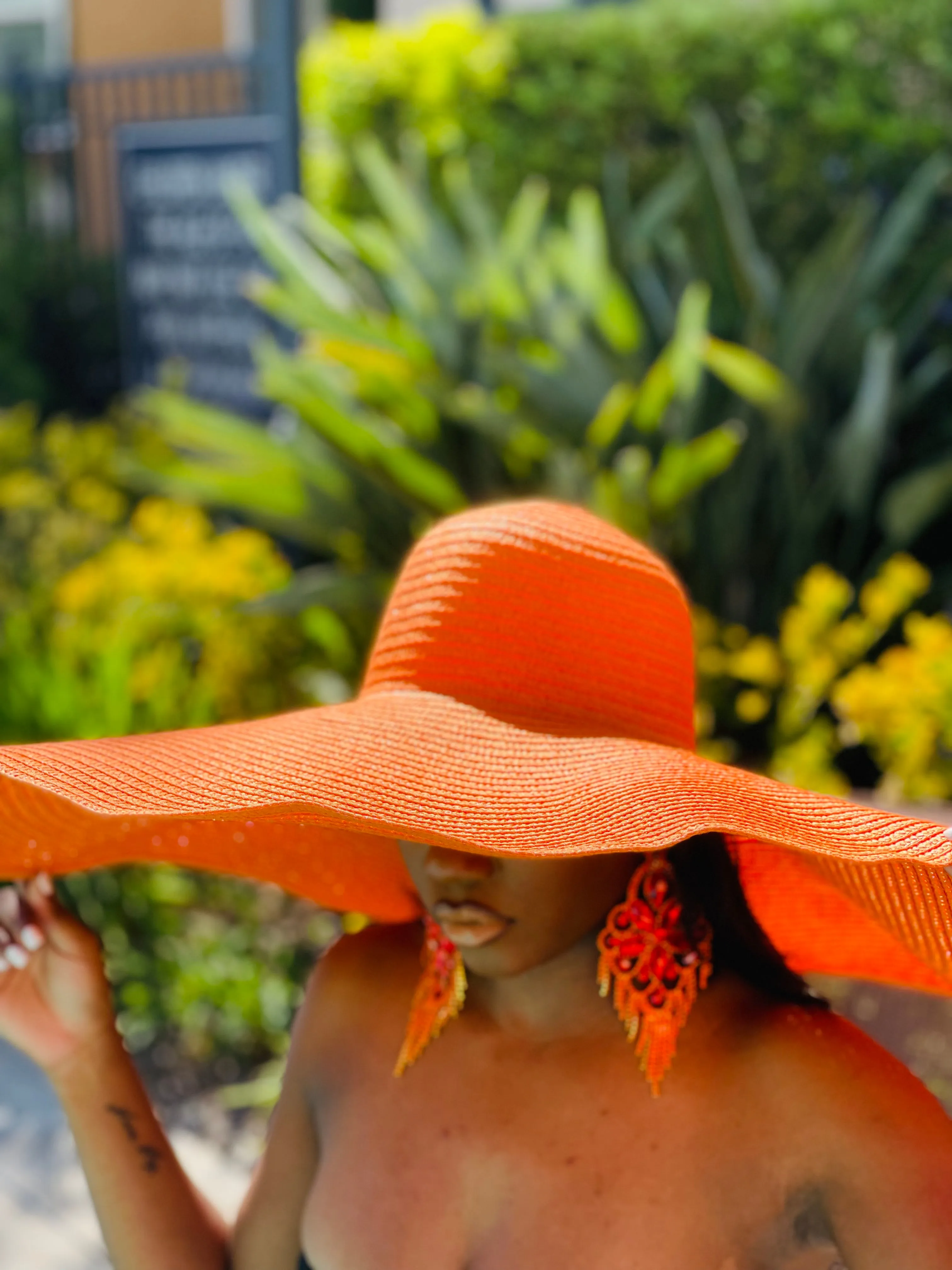 Beach Babe Straw Hat - Tangerine