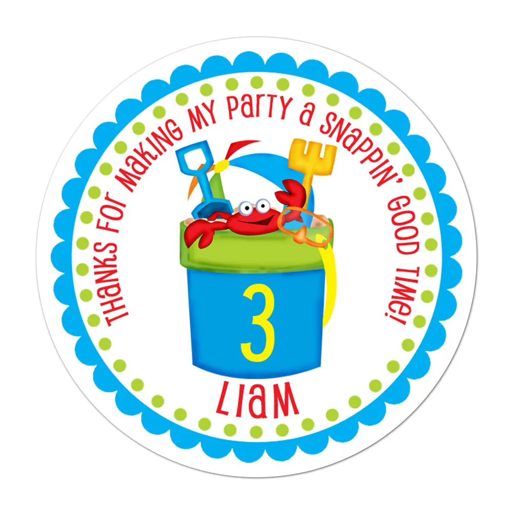 Beach Pail Personalized Birthday Favor Sticker