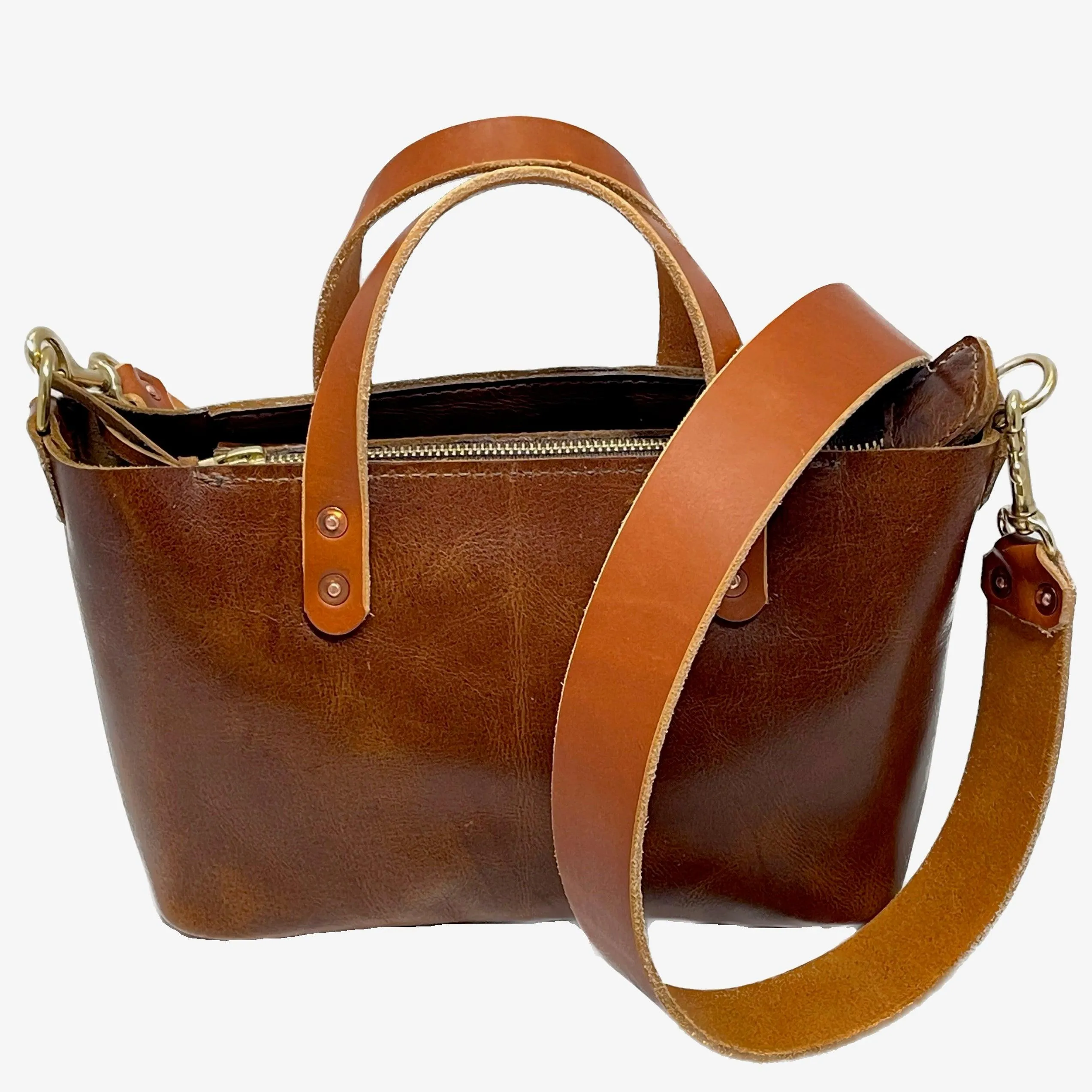 Bella Leather Crossbody Bag in Cognac