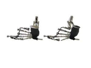 Black and Silver Toned Scottish Bag Pipes Music Instrument Cufflinks