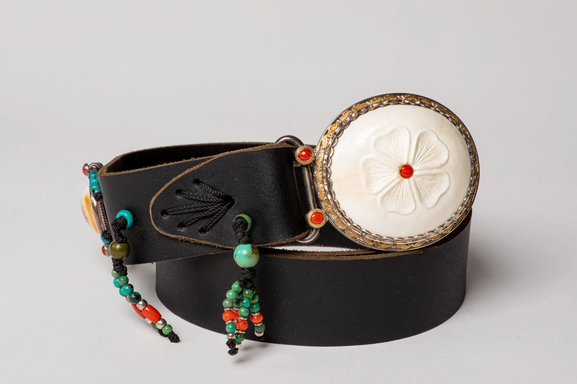 Black leather belt with Shiva eye buckle