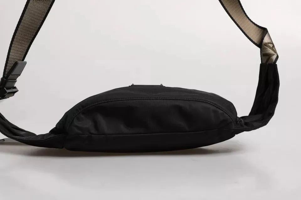 Black Nylon Logo Plaque Belt Waist Fanny Pack Bag