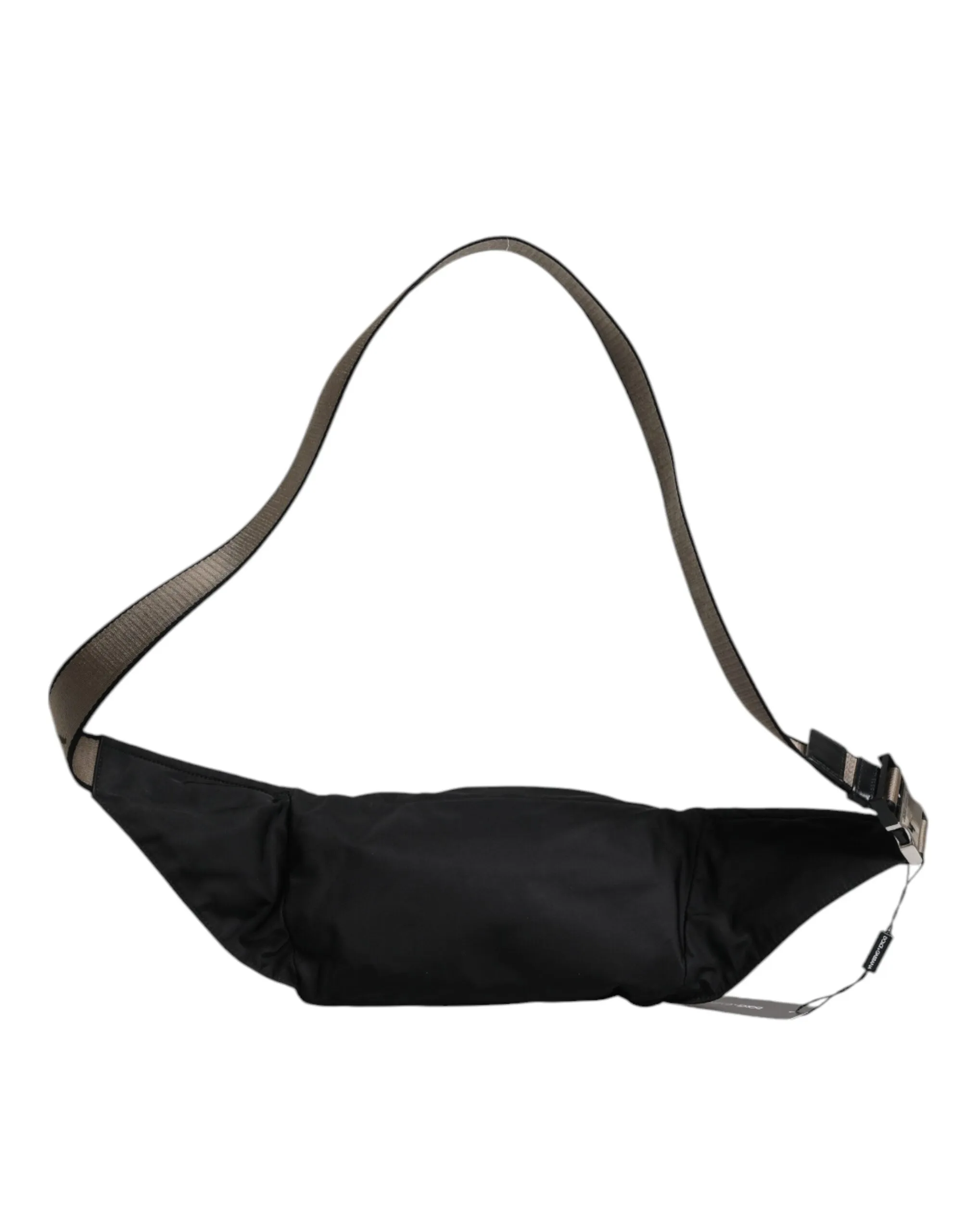 Black Nylon Logo Plaque Belt Waist Fanny Pack Bag