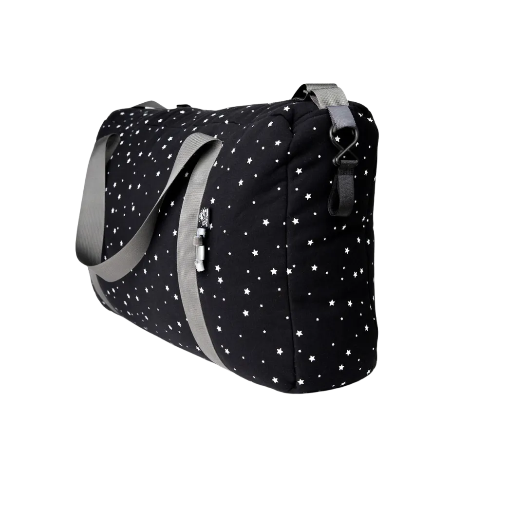 Black With White Stars Duffle Bag