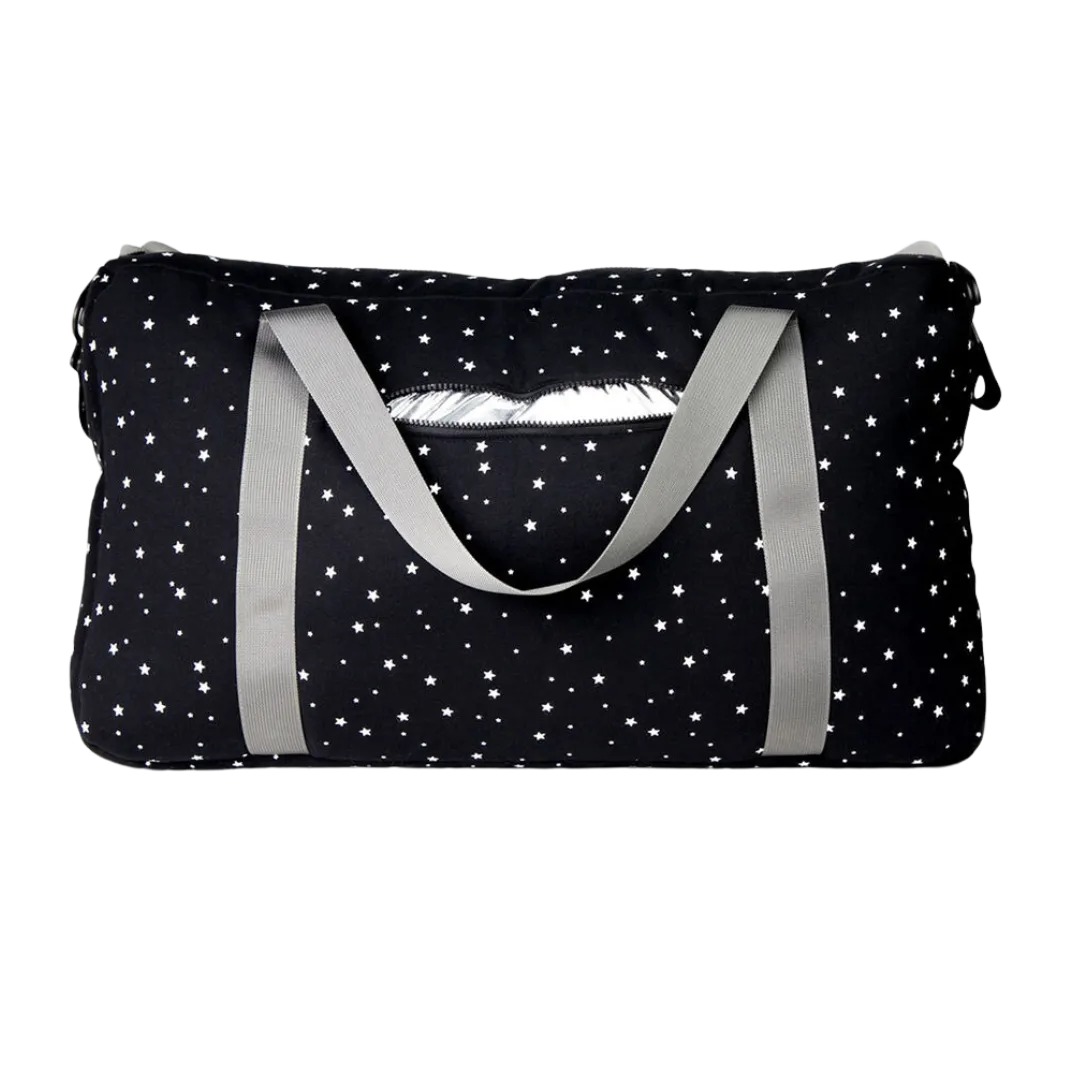 Black With White Stars Duffle Bag