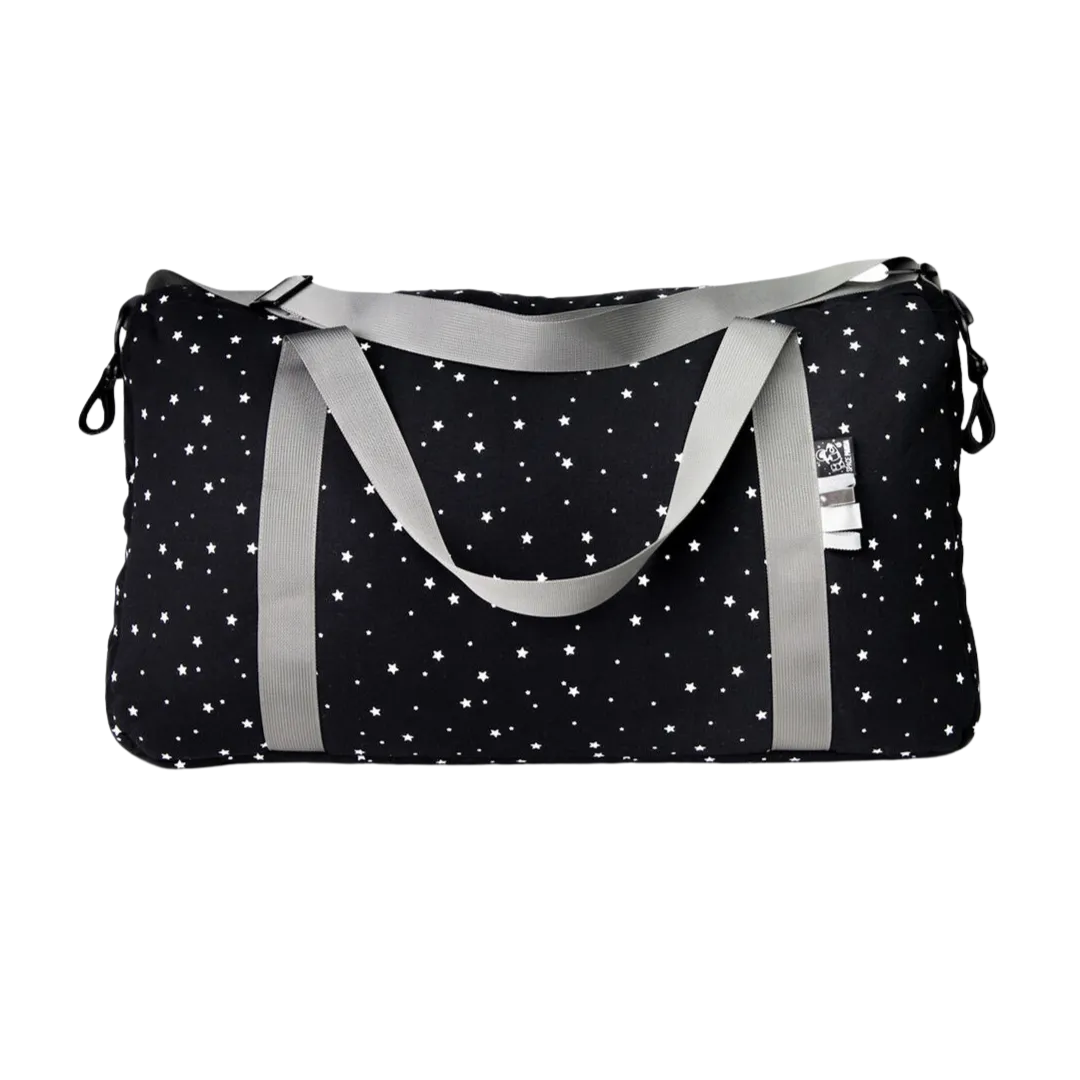 Black With White Stars Duffle Bag