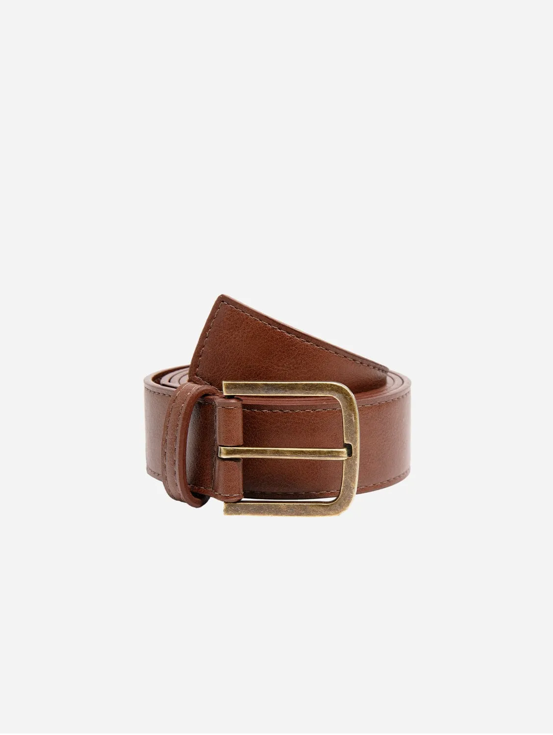 Bo Brass Buckle Vegan Belt | Chestnut