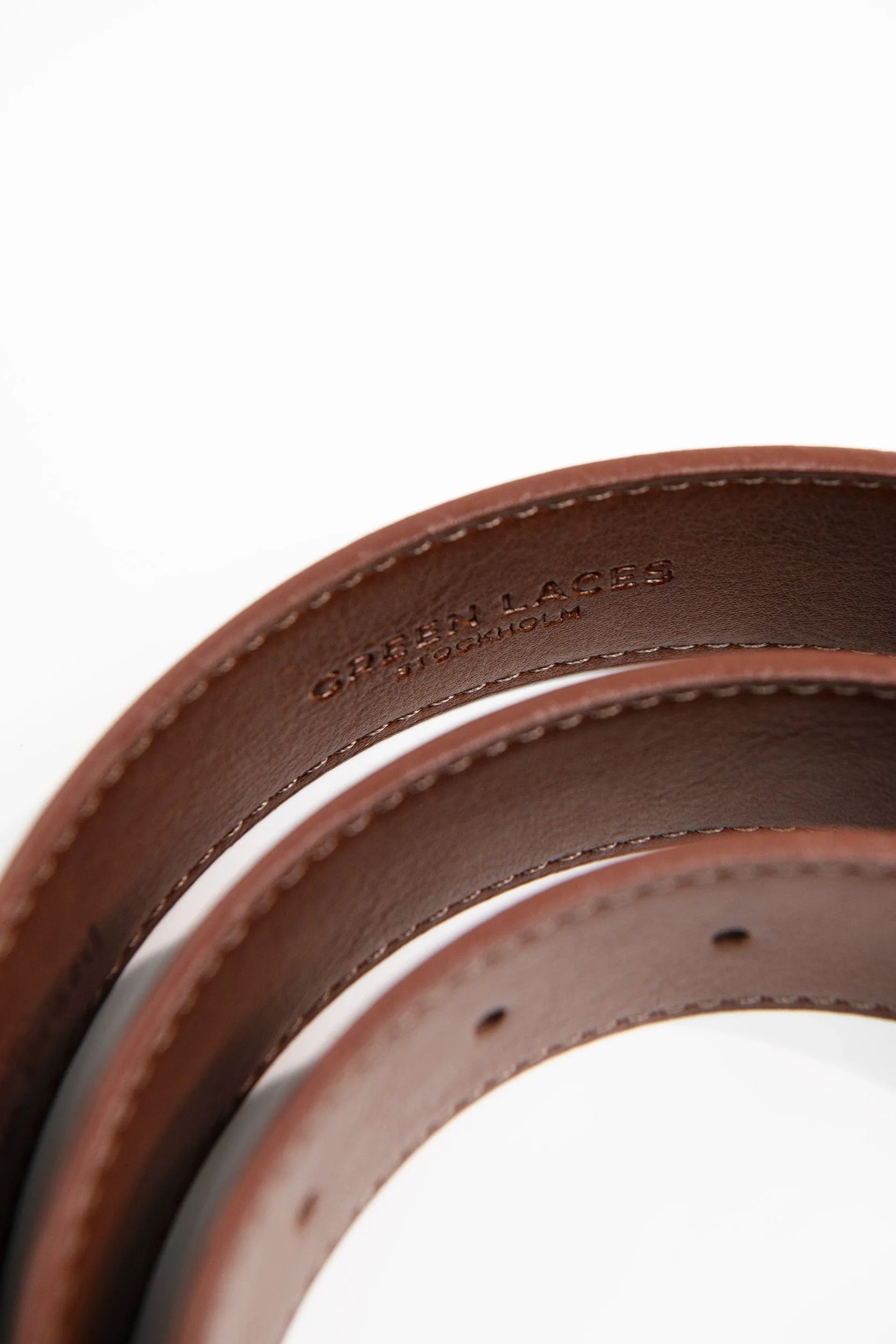 Bo Brass Buckle Vegan Belt | Chestnut